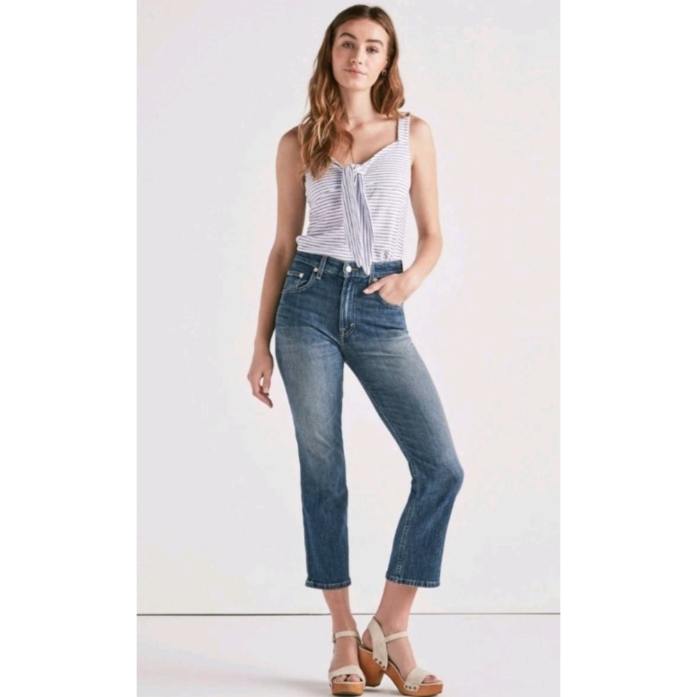 Lucky Brand Lucky Pins High Rise Slim Straight‎ Cropped Jeans 8/29 Medium Wash